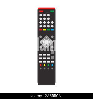 Remote control black TV equipment device communication sign media vector icon. Flat smart television program Stock Vector