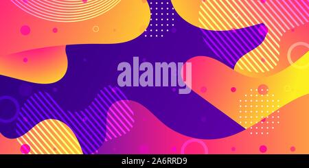 Flow vector background abstract design wave shape. Color liquid fluid poster pattern graphic. Banner art backdrop concept geometric gradient futuristi Stock Vector
