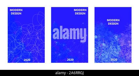Dynamic cover abstract design background illustration poster. Brochure banner page template. Flyer vector modern set trendy wave line Stock Vector