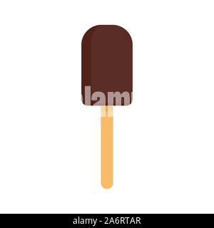 Popsicle ice cream sweet dessert summer vector food illustration. Cold delicious colorful design candy isolated icon. Chocolate snack with stick flavo Stock Vector