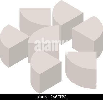Cutted cassava icon, isometric style Stock Vector