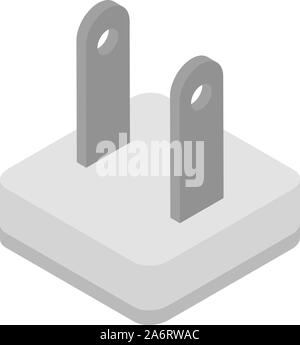 Travel power plug icon, isometric style Stock Vector