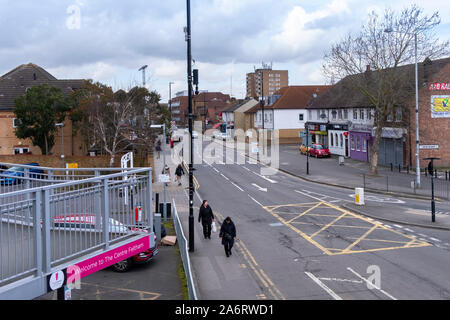 FELTHAM, UK - March 16 2018: Morning view in central Feltham. Feltham UK Stock Photo