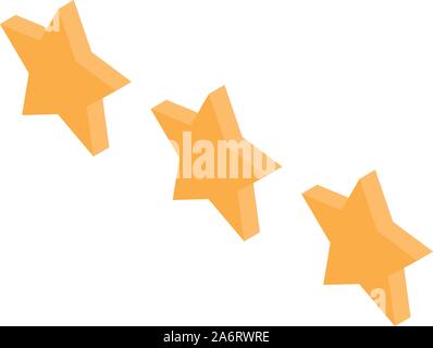 Three star rating icon, isometric style Stock Vector