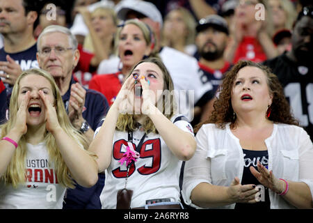 October 27, 2019, Houston, Texas, U.S: Houston Texans fans cheer the action from the stands during the NFL regular season game between the Houston Texans and the Oakland Raiders at NRG Stadium in Houston, TX on October 27, 2019. (Credit Image: © Erik Williams/ZUMA Wire) Stock Photo