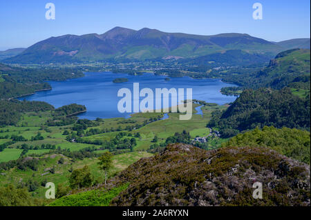 View over Derwent Water from King's How viewpoint, Lake District, Cumbria, England, UK Stock Photo