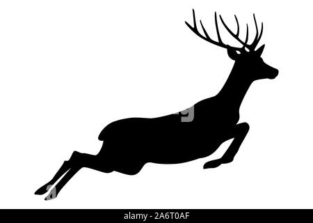 jumping deer silhouette isolated on white background vector illustration EPS10 Stock Vector