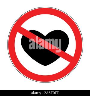 heart crossed out prohibited warning sign icon vector illustration EPS10 Stock Vector