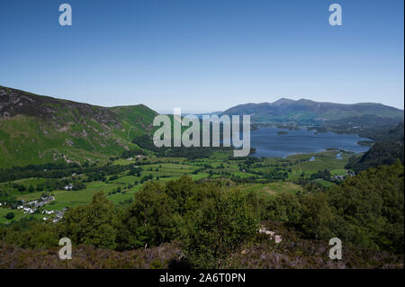 View over Derwent Water from King's How viewpoint, Lake District, Cumbria, England, UK Stock Photo