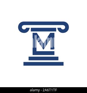 Law Pillar Initial M Lettermark Vector Symbol Graphic Logo Design Template Stock Vector