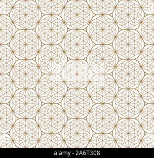 Decorative seamless geometric pattern in Japanese style Kumiko .Gold silhouette lines.For design template,textile,lattice,fabric,wrapping paper,laser Stock Vector