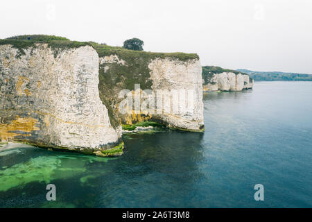 Aerial view of Old Harry Rocks in Dorset, England Stock Photo