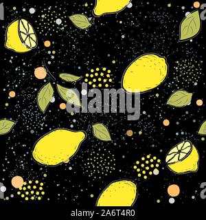 Colorful Seamless Pattern with lemon. Vector Illustration Stock Vector