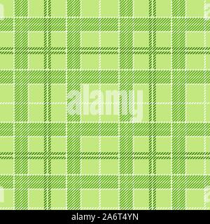 Vector seamless green tartan fabric pattern. Stock Vector
