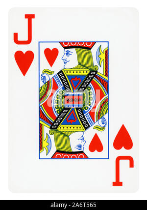 Jack of Hearts Vintage playing card - isolated on white (clipping path included) Stock Photo