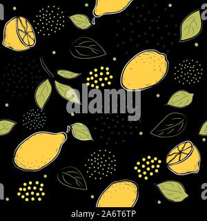 Colorful Seamless Pattern with lemon. Vector Illustration Stock Vector