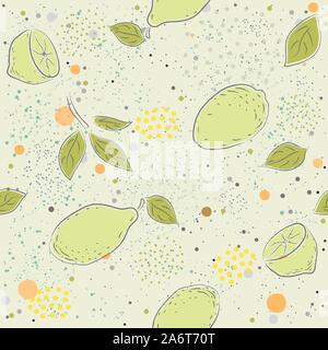 Cute Seamless Pattern with green limes. vector Illustration Stock Vector