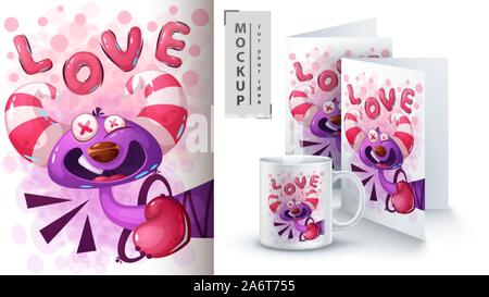 Cute monster poster and merchandising Stock Vector