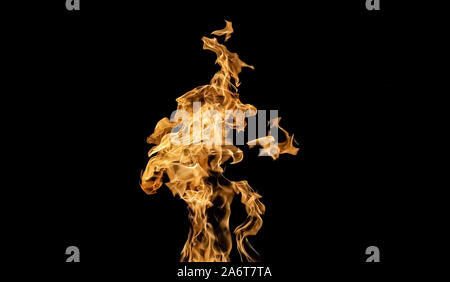 Fire flames on black background. fire on black background isolated. fire patterns Stock Photo