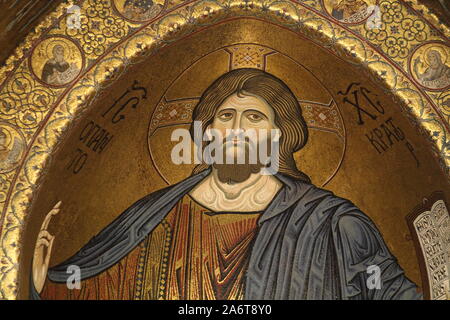 Monreale, Italy - 3 July 2016: The Christ Pantocrator in the Cathedral of Monreale Stock Photo