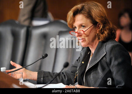 May 26, 2010 - Washington, District of Columbia, U.S. - Sen. KAY HAGAN, North Carolina Democrat, speaks during a hearing of the Senate's Health, Education, Labor & Pension Committee into funding for early childhood development. (Credit Image: © Jay Mallin/ZUMApress.com) Stock Photo