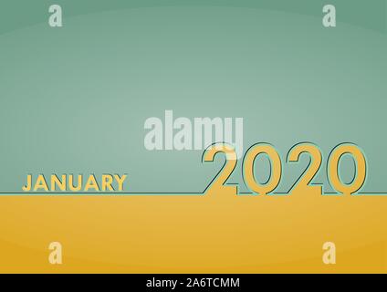 Horizontal sheet with the inscription January 2020, flat design Stock Vector