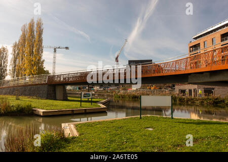 Milton Keynes Marina Bridge Stock Photo