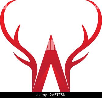 Deer antler horn  ilustration logo vector template Stock Vector