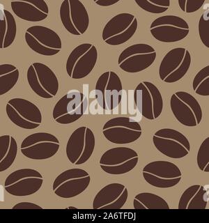 Seamless pattern with coffee beans on dark background. Repeating coffee background. Vector Illustration Stock Vector
