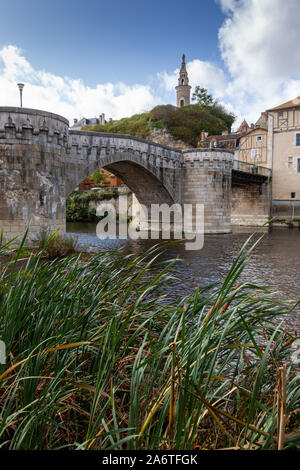 Bridge over the river Gartempe, Montmorillon, France Stock Photo