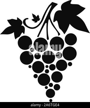 Icon Silhouette of grapes with leaves on white background. Vector Illustration Stock Vector