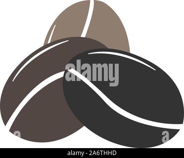 Simple icon with three coffee beans. Colored Icon. Flat Design. Vector Illustration Stock Vector