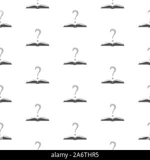 Seamless pattern with question marks above an open book. Great for wall book cover and inside, gift paper, wrapping, textile, etc. Vector Illustration Stock Vector