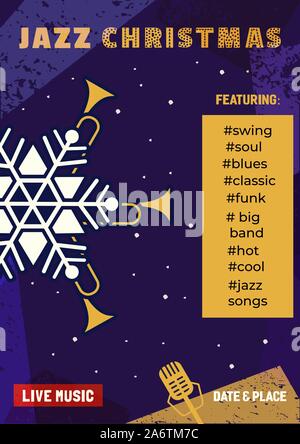 Template Design Poster Christmas Jazz Stock Vector