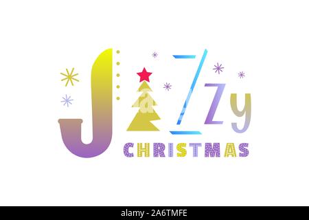 Jazzy Christmas holiday flat color vector sticker Stock Vector
