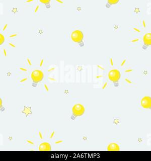 Seamless pattern with shining bulbs on simple background. Vector Illustration. Stock Vector