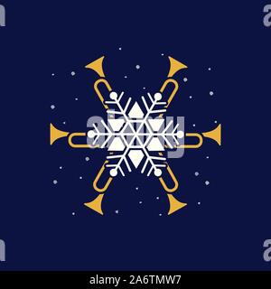 Jazz Christmas holidays music fest hand drawn flat vector icon Stock Vector
