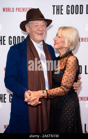 Sir Ian McKellen and Dame Helen Mirren attending the The Good Liar World Premiere, at the BFI South Bank, London. Stock Photo