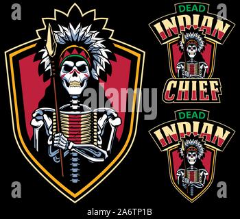 Dead Indian Chief Mascot Stock Vector