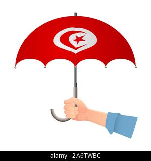 Tunisia flag umbrella. Weather symbols. National flag of Tunisia  illustration Stock Photo