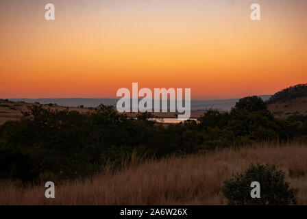 Sunrise over the hills near eManzana in Mpumalanga Province, South Africa Stock Photo