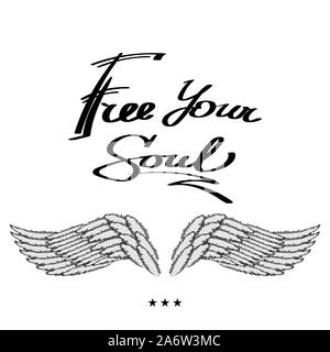 Free handed design of an angel and devil wing tattoo by our artist