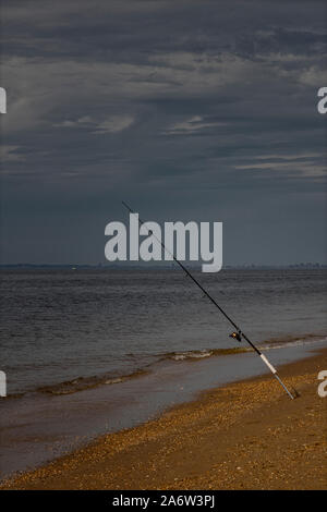 Fishing At Keansburg NJ - View to the 2000 foot pier overlooking the Raritan Bay, in the borough of Keansburg in Monmouth County, New Jersey. Stock Photo