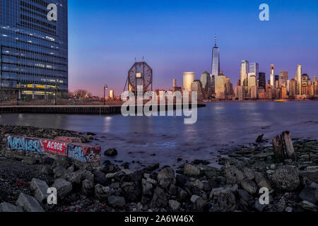 Colgate Clock and NYC Skyline Stock Photo