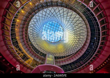 Fulton St Subway Station NYC - Interior view to the fairly new Fulton Street Subway Station in lower Manhattan in New York City. Stock Photo