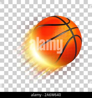 Basketball ball flying. Eps 10 editable, gradients with transparency. Easy to pu over any background. Stock Vector