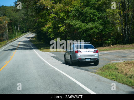 Coventry, CT USA. Sep 16 2019. State trooper car with multiple license plate scanning technology looking for criminality on the road. Stock Photo