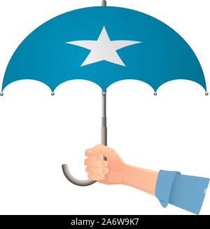 Somalia flag umbrella. Weather symbols. National flag of Somalia vector illustration Stock Vector