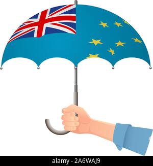 Tuvalu flag umbrella. Weather symbols. National flag of Tuvalu vector illustration Stock Vector