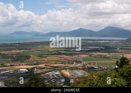 View over Cairns and Trinity Inlet from a lookout on the Kuranda road, in tropical North Queensland, Australia Stock Photo